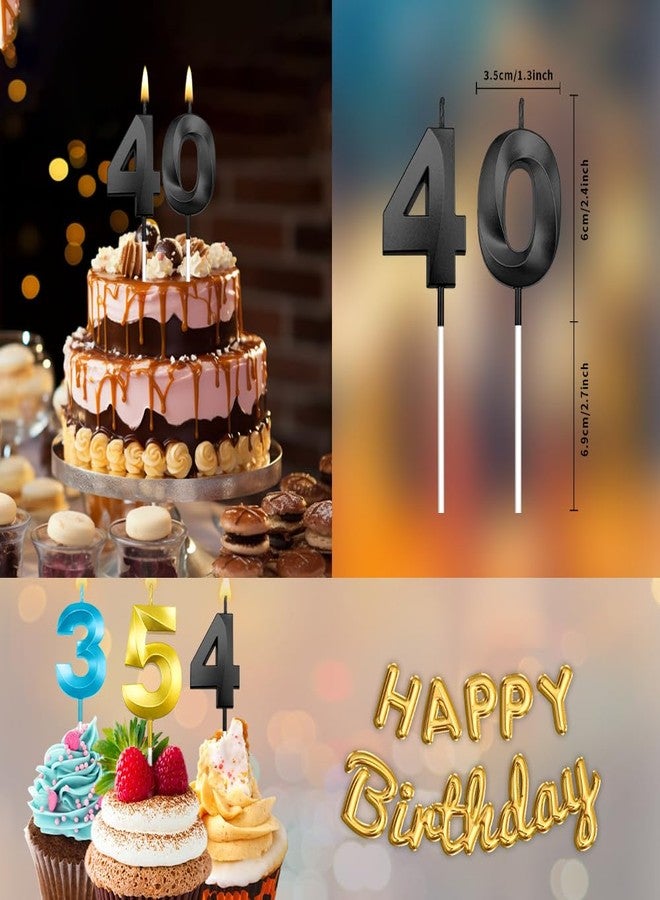 STARKET 40th Birthday Candles Black 40 Birthday Cake Topper Happy 40th Birthday Decorations Black Birthday Candles for Cake 40 Birthday Decorations for Her Birthday Party Favors - Image 4